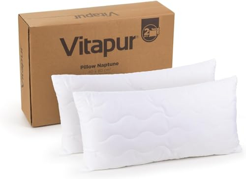 Vitapur NapTune Kopfkissen 40x80, 2er Pack - Bequemes & Langlebiges Kissen - Waschbares Seitenschläferkissen für alle Schlafpositionen (2er Pack)