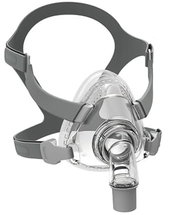 Vollgesichtsmaske Silikon Gel mit frei einstellbarer Kopfbedeckung für Schlaf, Upgrade Mund Nase Maske mit Kopfbedeckung, Rahmen, Tube und Nasenkissen (L)