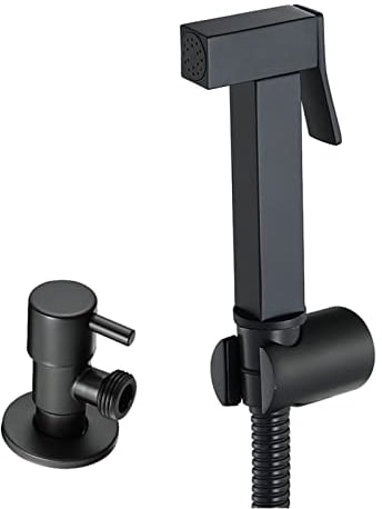 Bidet-Wasserhahn Hand Held Bidet Sprayer Dusche Toilette Kit Bidet Wasserhahn Gold Duschkopf Kupfer Ventil Set Jet Bidet Wasserhahn Badewannen-Mischbatterie (Color : Noir)
