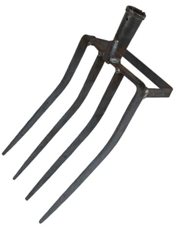 MSCHENZW Horquilla de Jardinería, Herramienta de Jardinería de Horquilla Grande de Metal con 4 Garras de Jardinería para Abono, Caballos, Horquilla para Triturar Heno