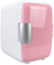 ANIROY Mini Refrigerator, 4 Liter, 6 Can Portable Cooler and Warmer, Personal Fridge for Bedroom, Office, Car, Dorm (Pink)