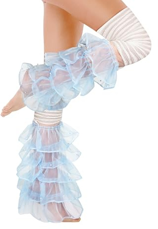 Benefeet Sox Women Lace Leg Warmers with Pearls Girls Cute Mesh Ruffle Thigh Highs Lolita Y2k Fashion Slouch Long Boot Socks