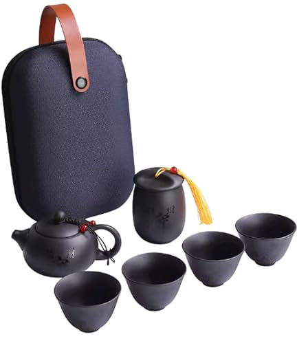 MWAJKUFP Crockery Cup Tea Pot Set Compact Teapot and Cup Set Travel Tea Serving Kit Ideal for Picnic Travel Camping