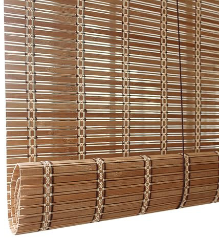 Cortinas Bambu Exterior 85% Blackout Persianas De Madera Estor Enrollable De Bambú para Cocina/Patio/Salón/Jardín Fácil De Instalar 50 55 60 75 80 90 100 105 110 125 130 140 150 160 180cm Ancho
