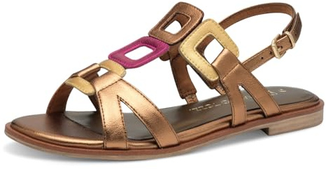 MARCO TOZZI Damen Sandalen flach mit Schließe Elegant, Mehrfarbig (Bronce Comb), 39 EU