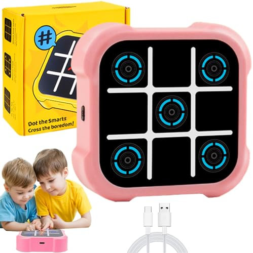 Elektronisch Tic-Tac-Toe Bolt Spiel, 3-In-1-Puzzlespielkonsole, Zappelspielzeug-Brettspiele, Elektronisches Digitales Tic-Tac Toe-Spiel (pink)