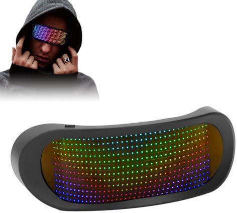 LED-Smart-Brille, Vollfarb-Leuchtbrille, Bluetooth-APP-Steuerung, DIY/Text/Graffiti/Animation/Rhythmus-Modus, für Erwachsene, Konzerte, Festivals, Raves