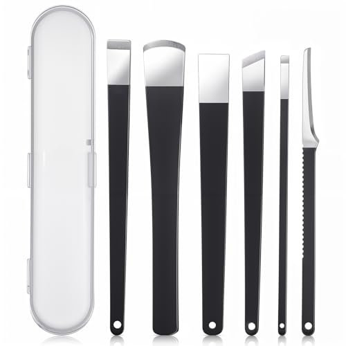 Yuanchu Lot de 6 couteaux de pédicure professionnels en acier inoxydable pour enlever les cuticules, les peaux mortes, les cors et les callosités, outils de soins des pieds pour salon de beauté à