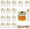 DYUEE Rustic Hexagonal Glass Jar Set, 15 Pack 180ml with Wood Dipper, Gold Jutes, Bee Stickers, Storage Jars for Honey, Jam, Candy, Decorations, Other Small Items
