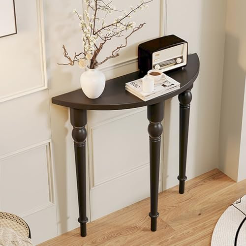 Moderno tavolino nero a mezzaluna per corridoio/soggiorno/atrio, tavolo stretto per ingresso, lunghezza 78 cm