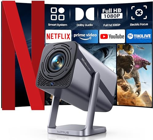 Vidéoprojecteur 4K【Netflix Officiel/Dolby】 26000 Lumens Projecteur 4K Auto Keystone Courte Focal WiFi Bluetooth FHD 1080P, Projecteur Portable WiFi6 Rotatif 360° Zoom 50% RétroProjecteur Home Cinéma