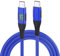 Braided USB Type-C Cable, LED display, 60W Fast Charging, 1 Metre (Blue)