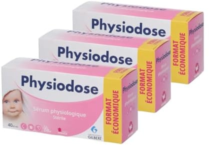 Confezione 3 FISIODOSE – Siero Fisiologico 40 x 5 ml – Igiene del naso, degli occhi, delle orecchie – Neonato, Adulto, Laboratori Gilbert – Made in France