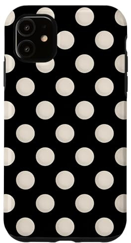 Black Polka Dot Pattern Minimalist Retro Look Case for iPhone 11