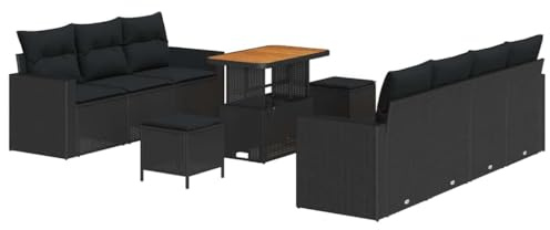 vidaXL Gartensofa-Set 10 STK. Schwarz Poly-Rattan