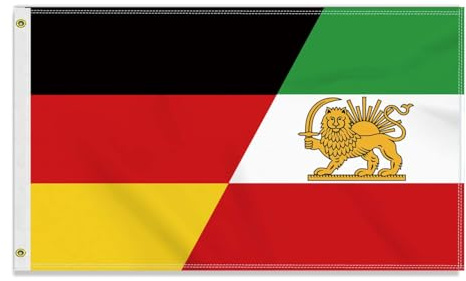 Große 90×150 CM Der alte Iran Deutschland Flagge, großes 150D Deutsch Alte Iraner Freundschafts banner,Strapazierfähige Deutschlandfahne Doube-Seitendruck Dekor Messingösen large Old Iran