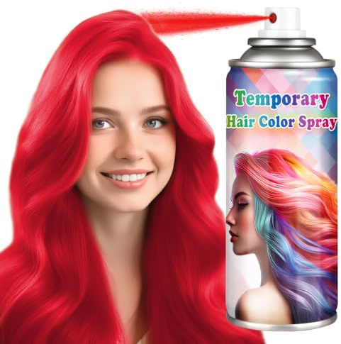 AOAZXBB Red Hair Spray One-Time Use Temporary Hair Colour Spray-Red, 120ml | One-Time Use Temporary Hair Colour Dye, Quick-Drying, Vivid Colour,Temporary Hair Dye for Christmas Halloween Cosplay Party