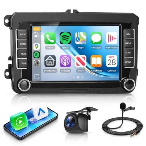 Motorsi 8-Core 7'' Android Autoradio für VW Passat B6 Polo Golf 5 6 Skoda Seat Touran Tiguan, 4+64G Stereo Radio CarPlay Android Auto Radio mit Bluetooth GPS EQ WiFi Rückfahrkamera, DAB-Unterstützung