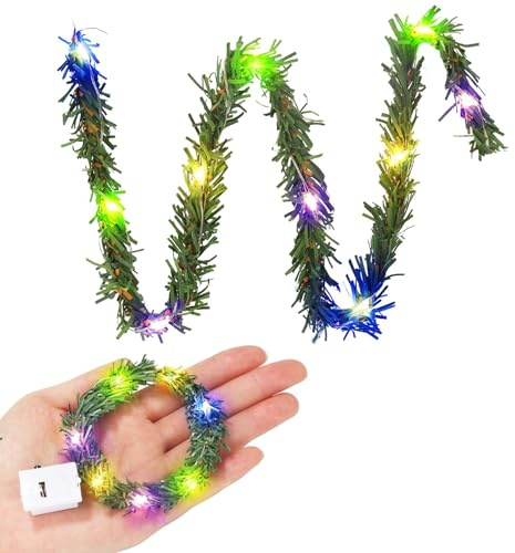 Wichtel Lichterkette Miniatur, 50cm Mini Led Lichterkette, Weihnachten Puppenhaus Möbel Zubehör Mini Lichterkette für Miniatur Weihnachtsdeko, Puppenhaus Möbel Zubehör (Bunt-1pc)