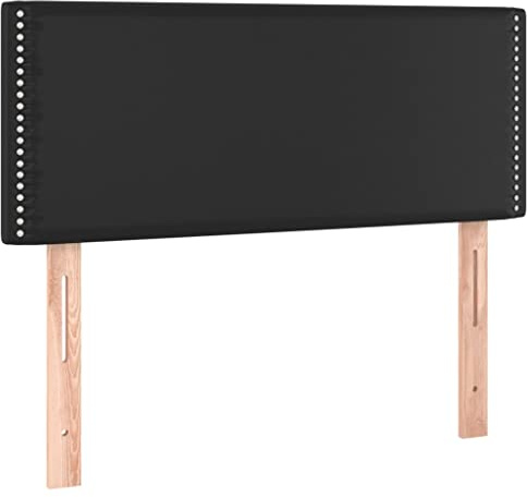 HFXHIJXQ Bettkopfteil Schwarz 80 cm Kunstleder Kopfteil Höhenverstellbar Modernes Gepolstertes Wandpaneel für Schlafzimmer und Gästezimmer mit Nieten Design