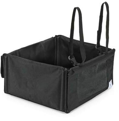 FLIPLINE Hundeautositz – verstärkte, wasserfeste Hundebox Auto für Hund 12(S) bis 26(L) kg | Hundezubehör 45 × 45 × 35 cm, schnelle Montage | Vier Gurte + Anschnallleine für Komfort und extra Schutz
