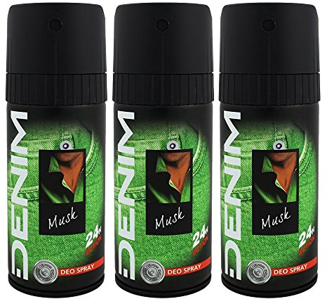 3 x Denim Musk Deospray/ Deodorant/ for Men/für Männer/ 24h Schutz je150ml