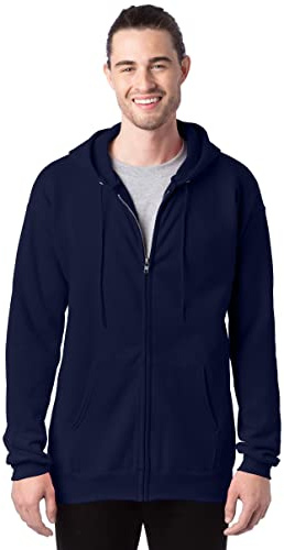 Hanes Men's Full Zip Ultimate Heavyweight Hoodie, Navy, Large