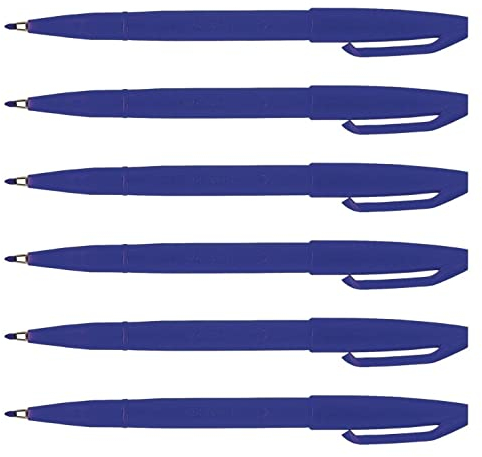 PENTEL Sign Pen S 520 Filzstifte, Acrylfasern, 2 mm, Blau, 6 Stück