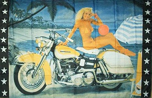 U24 Fahne Flagge Blondine auf Motorrad 90 x 150 cm