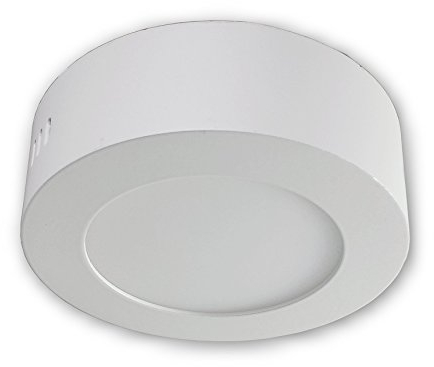 LICHT DISCOUNT LED Aufbauleuchte Aufbaupanel 6 Watt | 2800K Warmweiß | Moderne Deckenlampe weiß | Aufbaustrahler Rund 230V aus Aluminium | Deckenleuchte Panelleuchte Aufputz Ø123 mm |