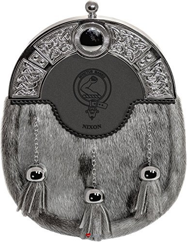 Nixon Dress Sporran 3 Tassels Studded Targe Celtic Arch Scottish Clan Name Crest