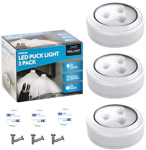 Brilliant Evolution - Luz LED inalámbrica para debajo del gabinete, luz para clóset, luces con batería, iluminación para debajo del mostrador, luces adhesivas