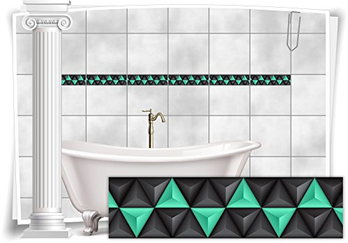 Medianlux Fliesenaufkleber Fliesenbild Fliesen Aufkleber Mosaik Mint Kachel Bad WC Küche Deko Kachel Badezimmer, 8 Stück, 15x3,9cm (BxH)