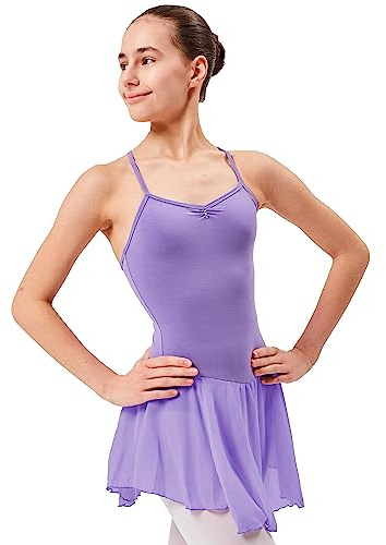 tanzmuster ® Ballettkleid Mädchen Spaghettiträger - Maja - Gr. 92-170 - Glitzersteine - Baumwolle - Ballettbody Kinder Ballett Trikot