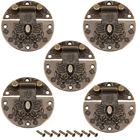 sourcing map 5 Set Verschluss Haspe Kasten Schatulle 40mm Dmr. Bronzefarbe | Truhen Rund Holz