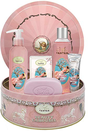 Women Bath Set: 1 Shower Gel/Bath Foam 250ml + 1 Body Moisturiser 200ml + 1 organic Oils Soap 100g + 1 Hand Cream 25ml / Cherry Blossom/Gifts For Mum, Pamper Sets For Women Gifts, Gift Set Women