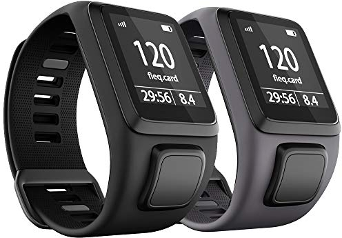 ANBEST TPU Uhrenarmband Kompatibel mit Tomtom Runner 3/Spark 3/Runner 2/Adventurer 2/Golfer 2 Armband, Bequemes Armbänder für Tomtom Runner 2 Music/Spark 3 Cardio, Schwarz, Grau