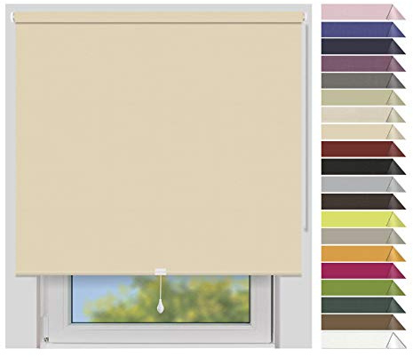 EFIXS Verdunklungsrollo Mittelzug Medium - Rollos nach Maß - 25 mm - Stoffbreite bis 180 cm, Höhe bis 240 cm - Hier: bis 160 cm x 150 cm (BxH) - Creme (7909) - Blickdicht, Springrollo