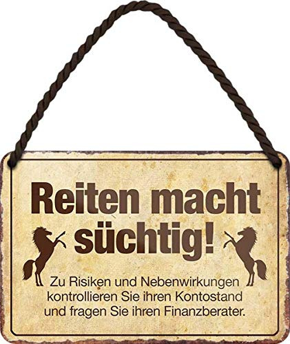 HS212 - Cartel de chapa (18 x 12 cm), diseño de caballo con texto en alemán
