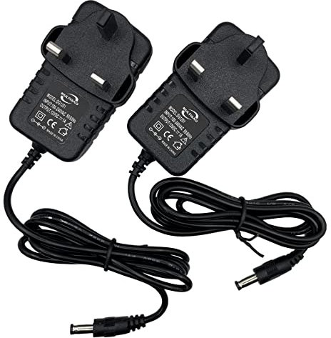 Multibao DC 12V 1A Power Supply Adaptor 12W Transformer UK PLUG for CCTV Camera, LED STRIP and Home Appliances, DC Jack 5.5 * 2.1mm (2pcs)