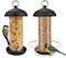 Urban Deco Hanging Mini Bird Feeders Set Metal Tube Mixed Seed Feeder with Hanger Peanut Feeder for Garden Outside Yard Great for Attracting Wild Birds (Black-2 Pack)