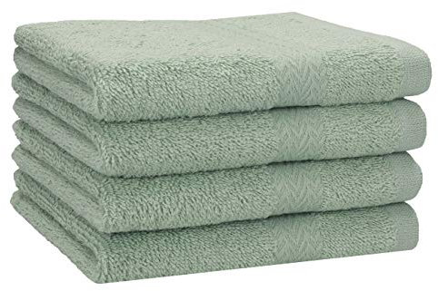 Betz 4 Stück Handtücher Set Premium 100% Baumwolle Handtuch Größe 50 x 100 cm (heugrün)