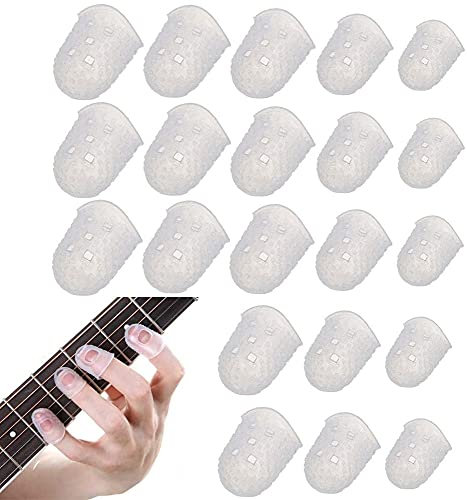 YK 40 Pezzi 5 Misure Dita di Chitarra Protezione per Le Dita, per Strumenti a Corda Ukulele Basso (Trasparente)
