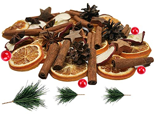 Super Idee Weihnachts Potpourri 200g mit Zimtstangen, Zitronenscheiben, Tannenzapfen,Holzmango, Birkensterne und Beeren Weihnachten Basteln Adventkranz Advent Tischdeko Streudeko Deko DIY