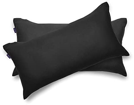 BRIELLE Kissenbezüge aus 100% Baumwolle 40 x 80 cm, Schwarz - 2er Set - Biber Baumwoll-Kissenbezüge mit verdecktem Reißverschluss, superweich und pflegeleicht