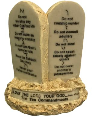 3 ARCHES USA The Ten Commandments Tabletop Decor Stone Replica Statue with Scripture - 10.7 cm Tall The 10 Commandments Decor for Home or Office