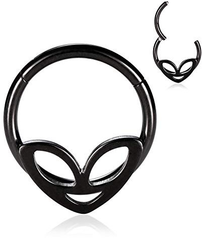 AROWRO 16G Daith Tragus Ohrringe Nasenringe Septum Schmuck Septum Ringe Septum Clicker 10mm Chirurgenstahl Daith Helix Rook Lobe Piercing Schmuck CZ Türkis Knorpelohrring Schwarz