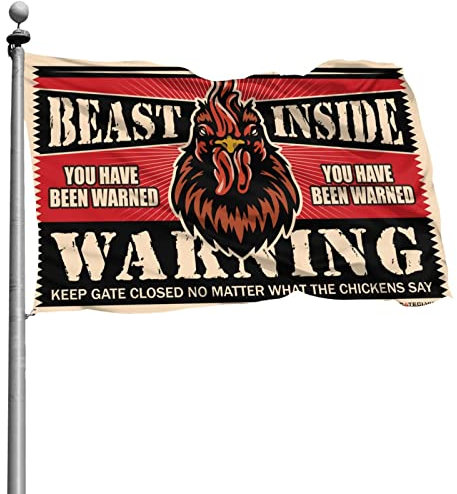COTECI Coole Poster-Flaggen Huhn Warnschild Flaggen Für Ihr Zimmer Emo-Raumdekoration (Größe: 120 x 180 cm)