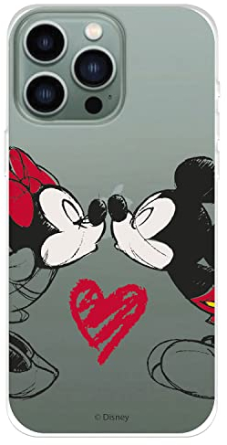 Schutzhülle für iPhone 14 Pro Max, offizielle Disney-Klassiker, Mickey und Minnie Kuss zum Schutz Ihres Handys, flexible Silikonhülle mit offizieller Disney-Lizenz