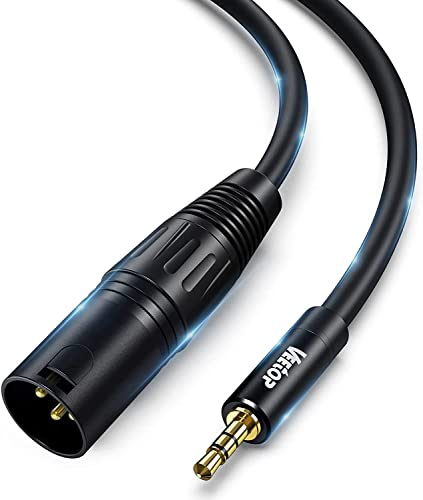 Veetop 2m 3.5mm to xlr Microphone Cable XLR Male to 3.5mm mini Jack TRS Balanced Audio Stereo Cable 1/8 inch to XLR 3 Pin Interconnect Cable for Laptop, DSLR Camera, Sound, DV